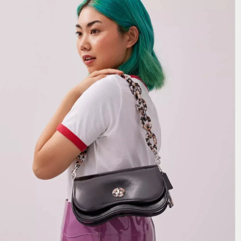 Wavy Dinky Bag With Crossbody Strap In Crinkled Patent Coachtopia Leather
